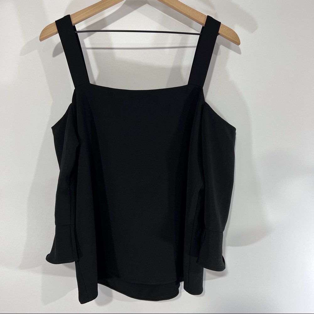 Cooper & Ella Black Cold-Shoulder Blouse Top NWT - Picture 5 of 5